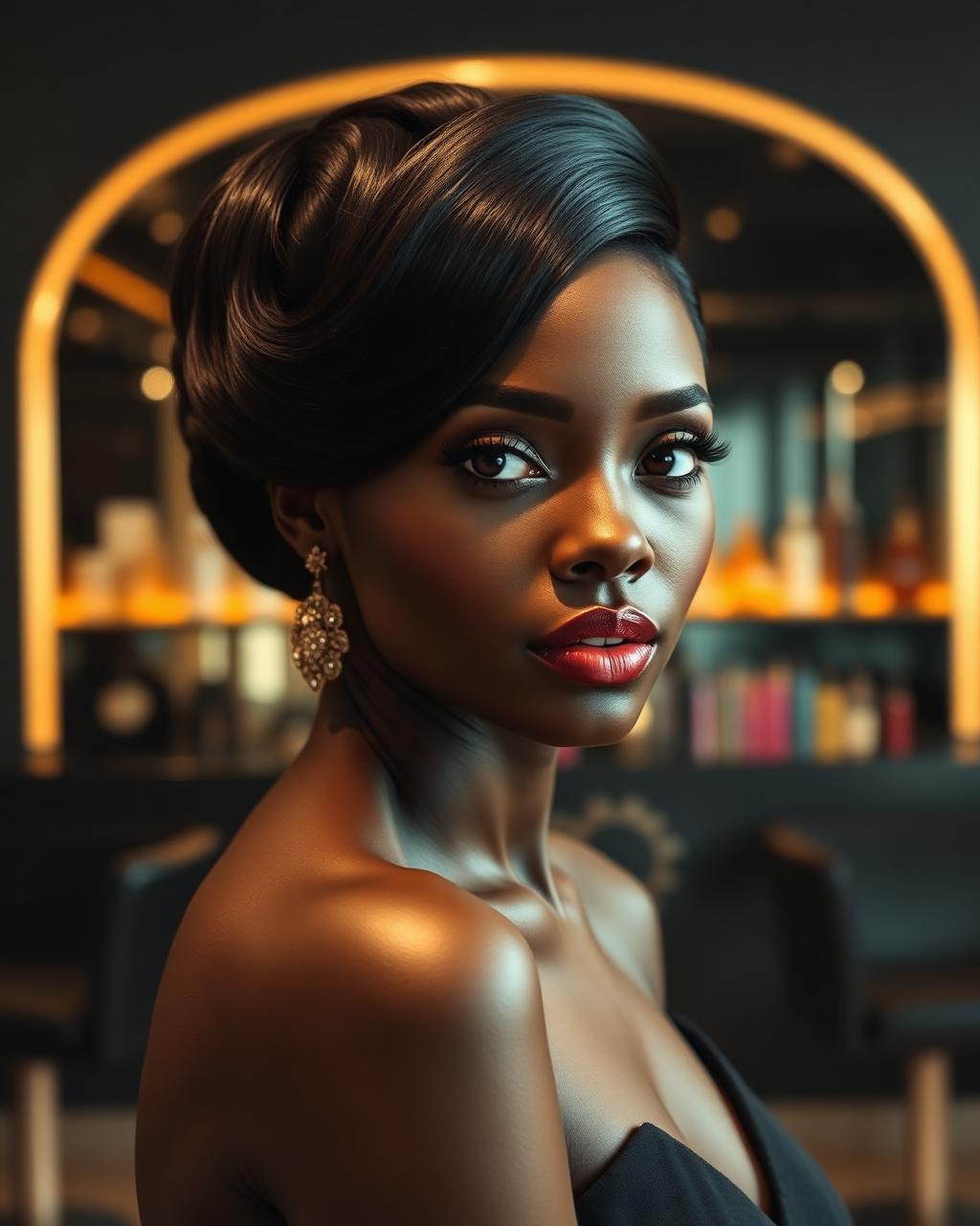 Elegant sculpted hairstyle in the salon